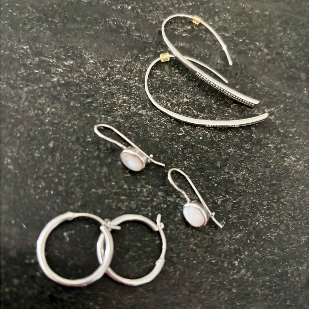Elegant  Fossil Silver and moonstone   Earring Set